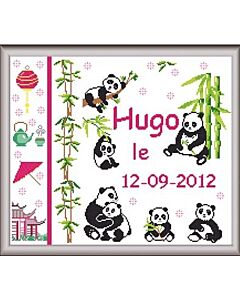 Princesse borduurpakket geboortetegel panda's 7499 borduren