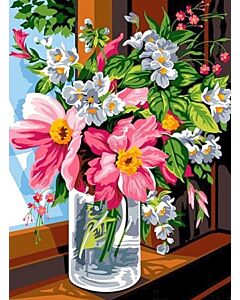 pot met bloemen  om te borduren seg de paris 926.323