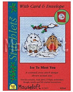 Mouseloft borduurpakket kerstkaart sneeuw vriendjes maken incl. kaart & envelop
