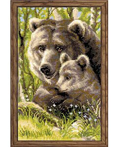 Borduurpakket beer met jong Riolis 1438