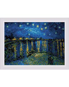 Riolis borduurpakket  Starry Night Over the Rhone after Van Gogh's  1884  met telpatroon 