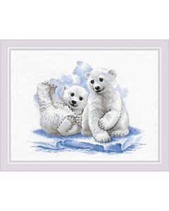 Riolis borduurpakket berenwelpen op ijs borduren 2043  met telpatroon