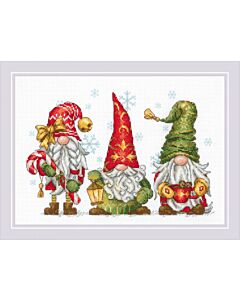 Riolis borduurpakket vrolijke kerstkabouters 2234 telpatroon