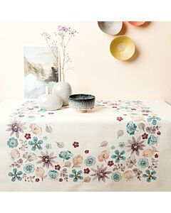 Voorbedrukt tafelkleed bloemen om te borduren 90x90cm Rico design 68299.54.21