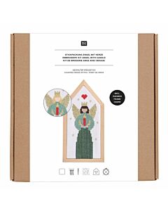 Rico Design borduurpakket engel met kaars 100482 telpatroon incl. frame