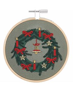 Rico Design borduurpakket kerstkrans 100465 voorbedrukt incl. borduurring