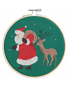 Rico Design borduurpakket kerstman en rendier 100480 telpatroon incl. borduurring