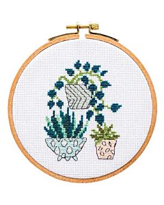 Rico Design borduurpakket planten incl. ring om te borduren