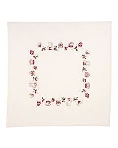 Tafelkleed kersen met service om te borduren telpatroon van dmc