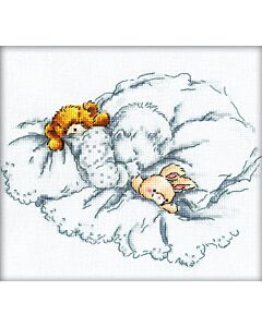  Borduurpakket Baby met beer en konijn om te borduren van Rto m159