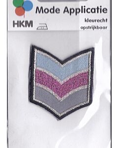 Blauw, roze en grijs met glitter en zwarte rand applicatie