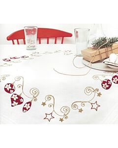 Borduurpakket tafelkleedje kerstballen van Rico design 31243.52.22 