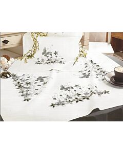 Vervaco borduurpakket tafelkleed vlinder en bloemen 6.0906 voorbedrukt  