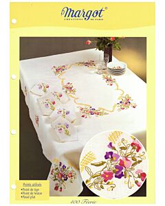 Voorbedrukt rond tafelkleed  feerie van margot in kruissteek excl garen afm 140cm 