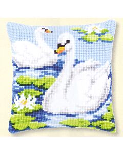 Borduurpakket  kussen  zwaan
