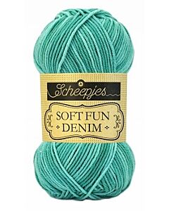 Scheepjeswol softfun denim garen kleur 517 zeegroen tinten