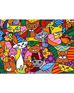 Voorbedrukt stramien / canvas gekleurde katten van Seg de Paris 929.599 om te borduren