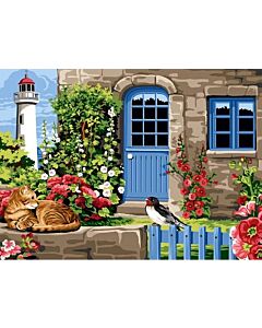 Voorbedrukt stramien/canvas veilige haven van Breton  van Seg de Paris 929.615 om te borduren