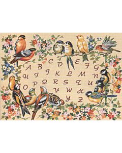 Voorbedrukt stramien/canvas van ABC vogels van Seg de Paris.