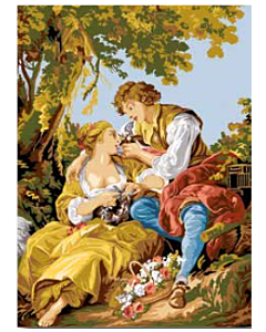 Voorbedrukte stramien van La cage van F Boucher om te borduren Seg de Paris 292.464