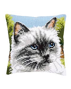 Borduurpakket  kruissteek kussen siamese kat