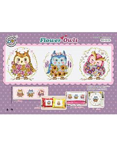 Soda Stitch borduurpatroon Flower Owls SO-G129 (excl. borduurgaren)