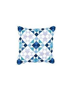 Vervaco borduurpakket voorbedrukt spansteek kussen blauwe ruiten pn-0145699