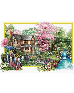 Voorbedrukt borduurpakket Spring Comes - Lente  op aida van Needleart world.   740.058