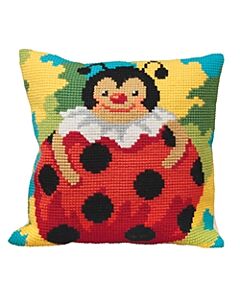 Borduurpakket voorbedrukt kruissteekkussen colombine - lieveheersbeestje Collection d'Art 5034