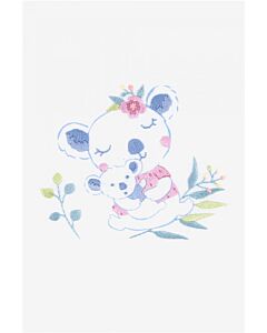 Borduurpakket voorbedrukt Koala met baby Lola in spansteek incl borduurring van DMC TB157