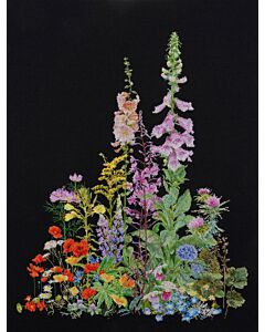 Thea Gouveneur borduurpakket Amerikaanse wilde bloemen 554.05 op zwarte Aida