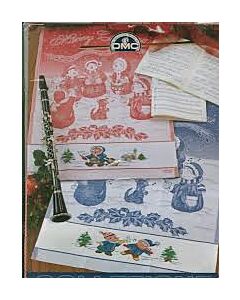 Keukendoek Merry Christmas om te borduren van dmc blauw