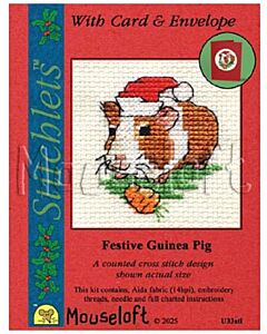 Mouseloft borduurpakket kerst hamster U33stl telpatroon incl. kaart & envelop