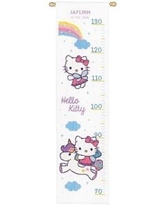  Borduurpakket Groeimeter Hello Kitty  met regenboog Vervaco PN-0158349 om te borduren