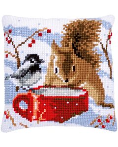 Vervaco borduurkussen eekhoorn en mees pn-0163871