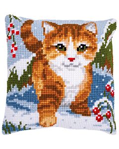 Vervaco borduurkussen kat in de sneeuw pn-0166625