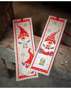 Vervaco borduurpakket 2 boekenleggers Kerstkabouters borduren pn-018507