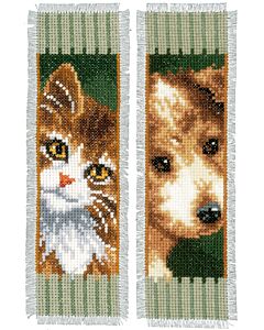 Vervaco borduurpakket 2 boekenleggers poes en hond pn-0150141