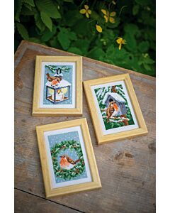 Vervaco borduurpakket 3 stuks roodborstjes in de winter borduren pn-0187471