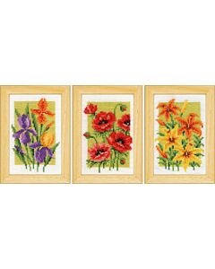 Vervaco borduurpakket 3 stuks zomerbloemen borduren pn-0164189