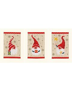 Vervaco borduurpakket 3 wenskaarten kerstkabouters pn-0184428