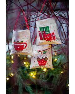 Vervaco borduurpakket cadeauzakjes 3 st. kerstmotiefjes pn-0196966