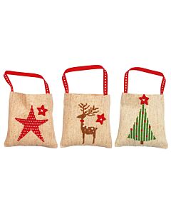 Vervaco borduurpakket cadeauzakjes set 3 st. kerst pn-0198436