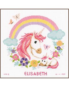 Vervaco borduurpakket geboortetegel moeder en baby eenhoorn pn-0187458