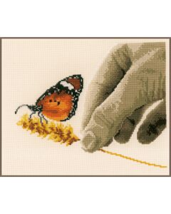 Vervaco borduurpakket Hand en vlinder PN-0157546 met telpatroon