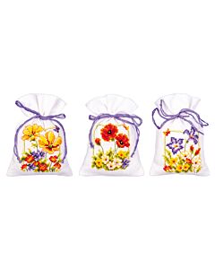 Vervaco borduurpakket kruidenzakje 3 st. zomerbloemen pn-0145823