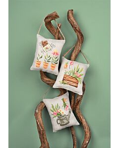 Vervaco borduurpakket kussentjes set 3 st. tuin pn-0199352