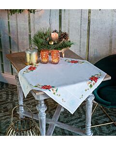 Vervaco borduurpakket tafelkleed kerstbloemen pn-0157190