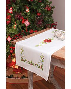Vervaco borduurpakket tafelkleed kerstrozen borduren pn-0013262