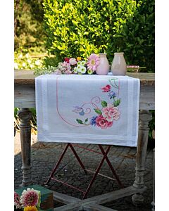 Vervaco borduurpakket tafelloper bloemen met vlinders pn-0167963 voorbedrukt